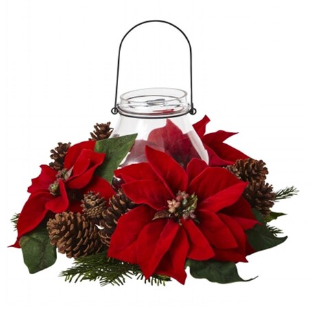 Dare2Decor Poinsettia Pine & Pine Cone Candelabrum DA818082